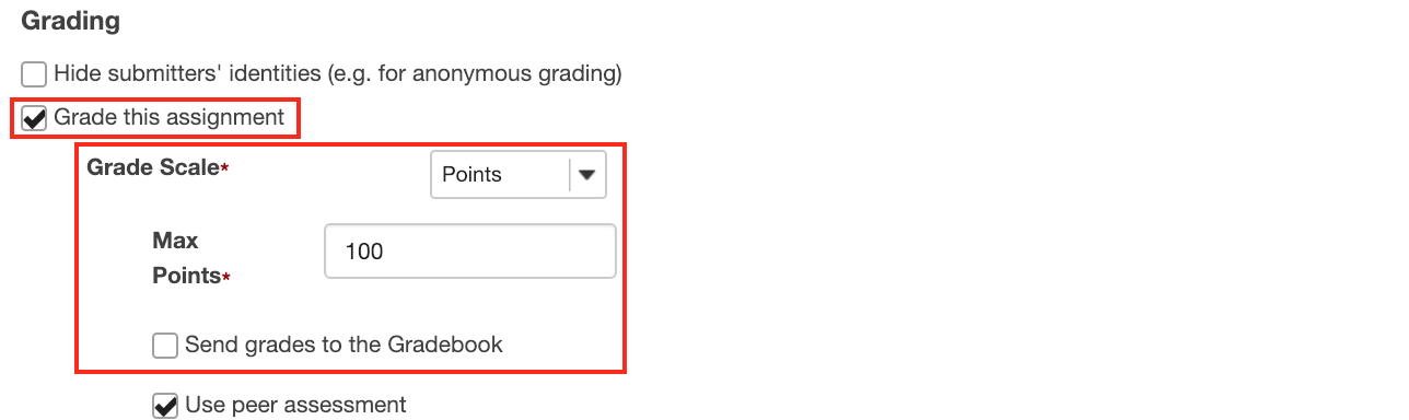 Choose Points as the grade scale and enter a maximum point value.
